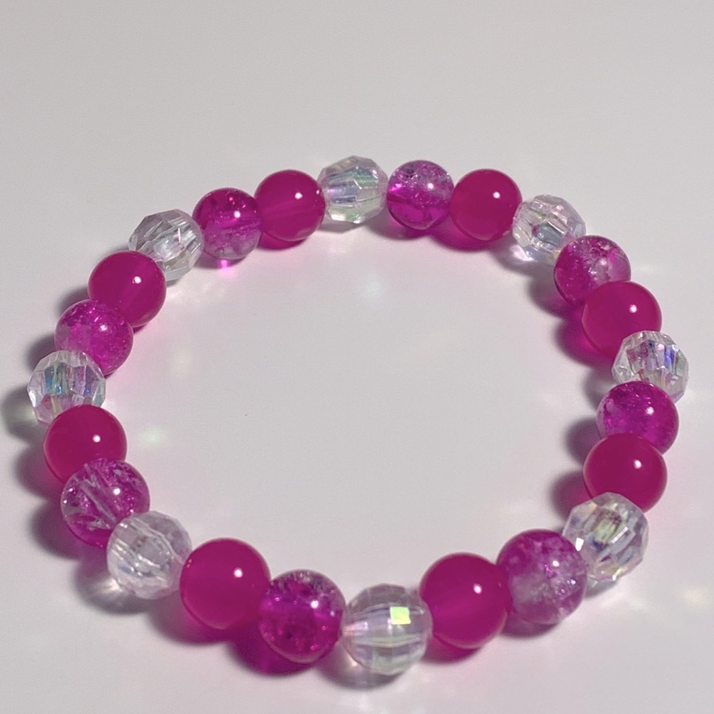 Hot pink & clear bracelet